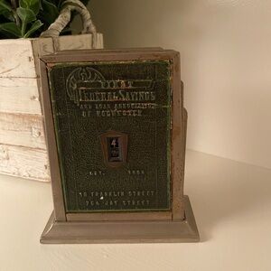 Vintage First Federal Savings Toy Coin Book Piggy Bank of Rochester USA TOY